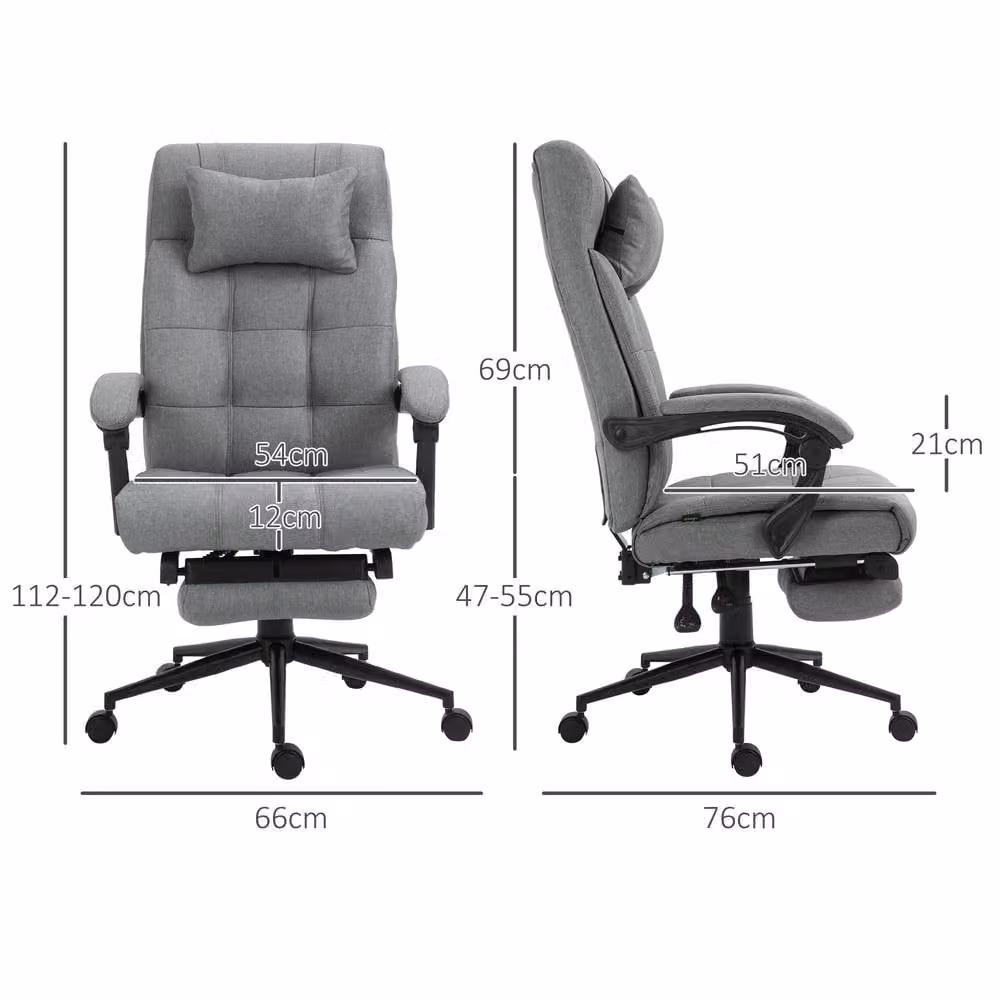 ERGOVEXA Ergonomic Office Chair with Footrest and Headrest, Grey – 2