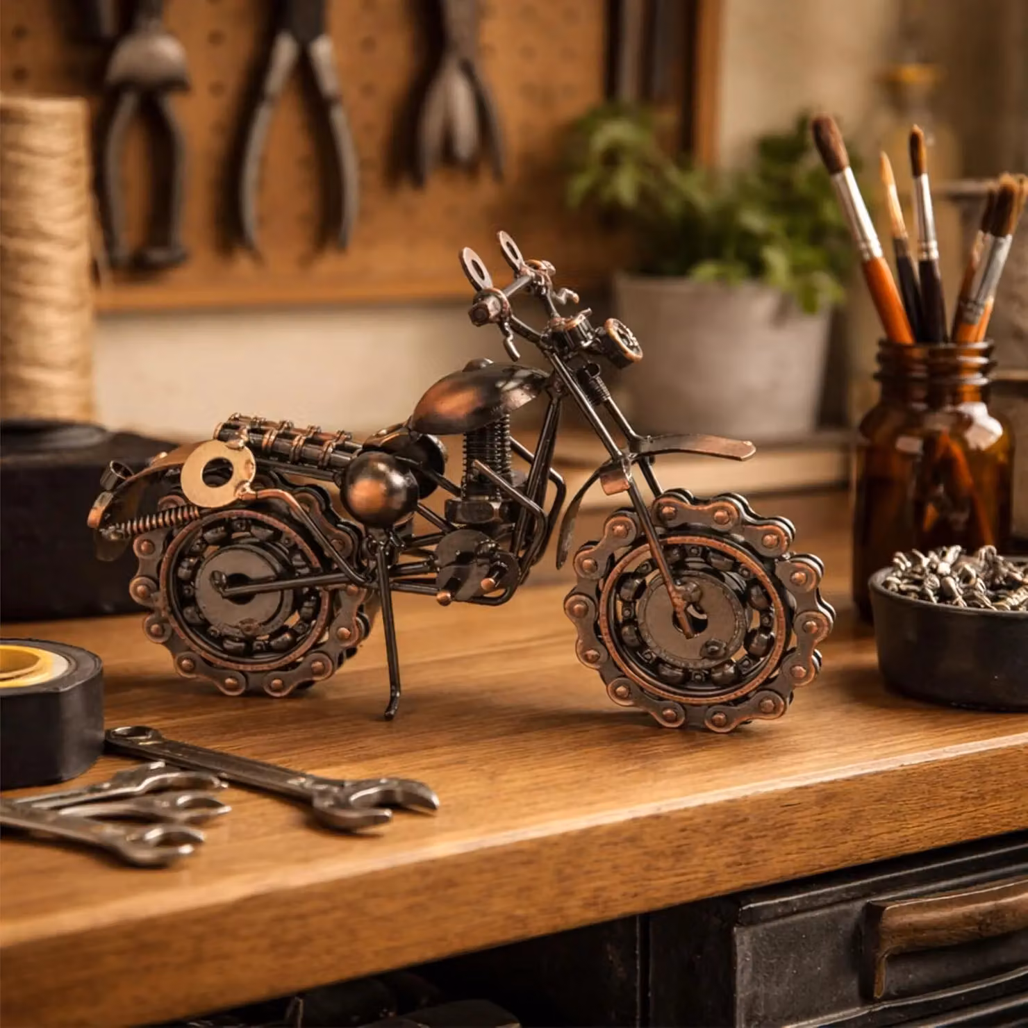 Marco Paul Vintage Metal Motorbike Sculpture Ornament in Bronze – 4