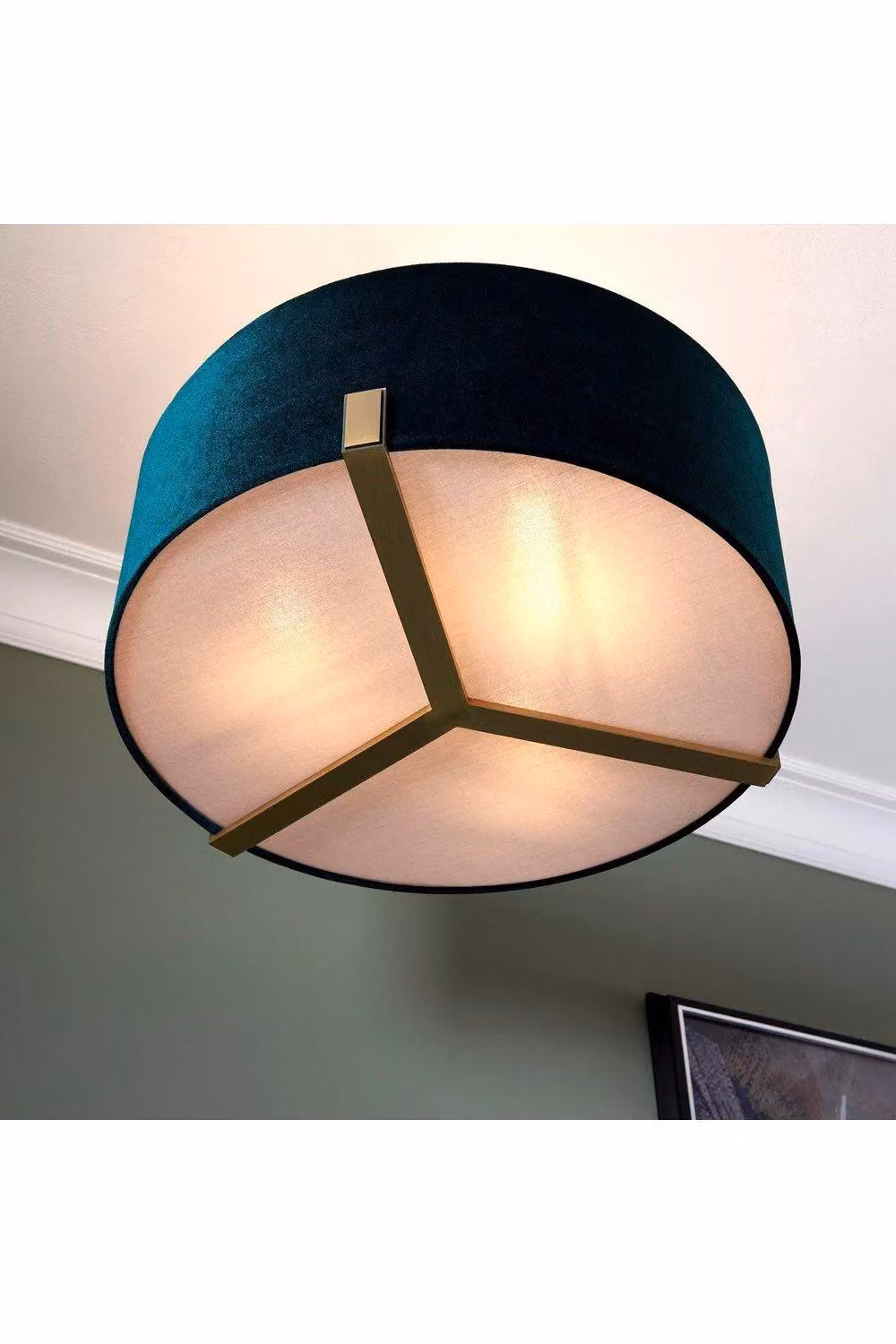 Netlighting Hayfield Multi Arm Pendant Light in Matt Antique Brass and Green Velvet – 4