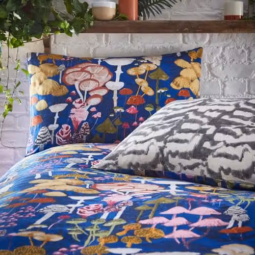 Riva Home Amanita Reversible Duvet Cover and Pillowcase Set, Blue, W: 140 cm, L: 200 cm – 2