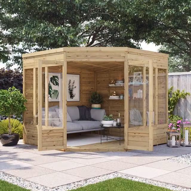 BillyOh Picton Corner Summerhouse in Brown with Window