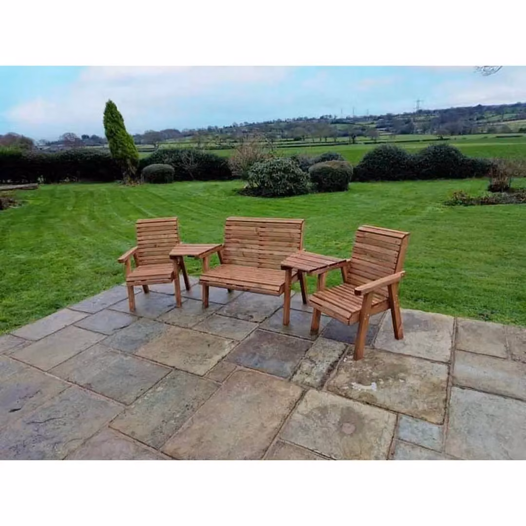Churnet Valley Garden Furniture Ltd Valley 1X2B 2XC Garden Furniture Set in Brown with Cushions and Tray – 2