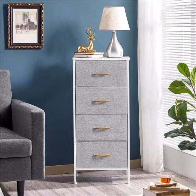 SPETLEK Grey 4-Drawer Chest of Drawers Storage Cabinet Unit