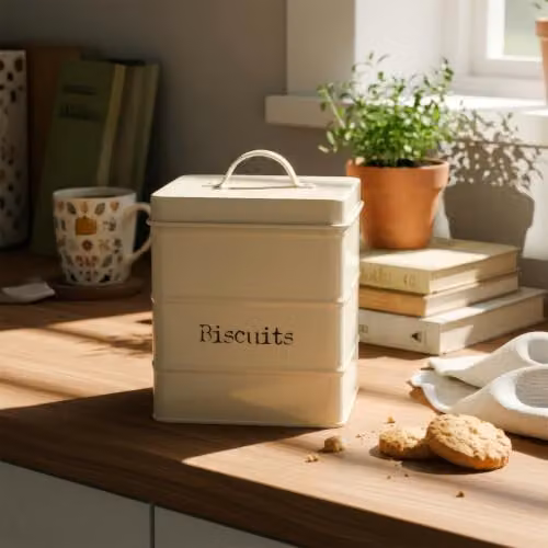 Harbour Housewares Metal Biscuit Tin in White – 2