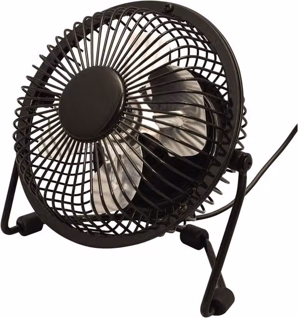 mysmartbuy Mini USB Powered Desk Fan in Black Metal, W/D/H: 14.8 x 8.2 x 15.3 cm – 1