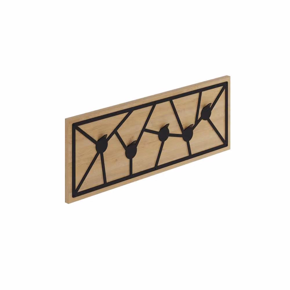 Decortie Trace Modern Wall-Mounted Coat Hanger with 5 Hooks, Brown, Width: 74 cm – 2