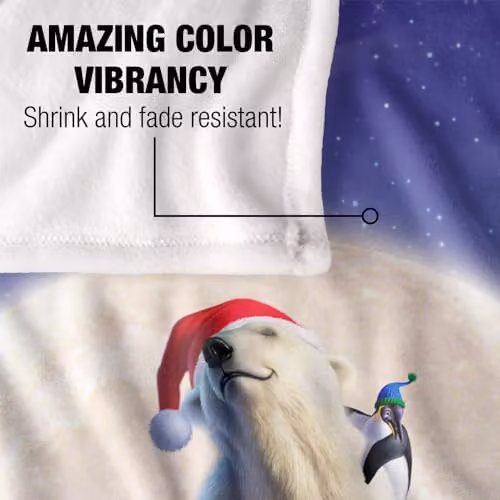 JQ Licensing JLo Christmas Polar Bear and Penguins Super Soft Silky Touch Fleece Throw Blanket, Multicolour, W: 91 cm, D: 147 cm – 3