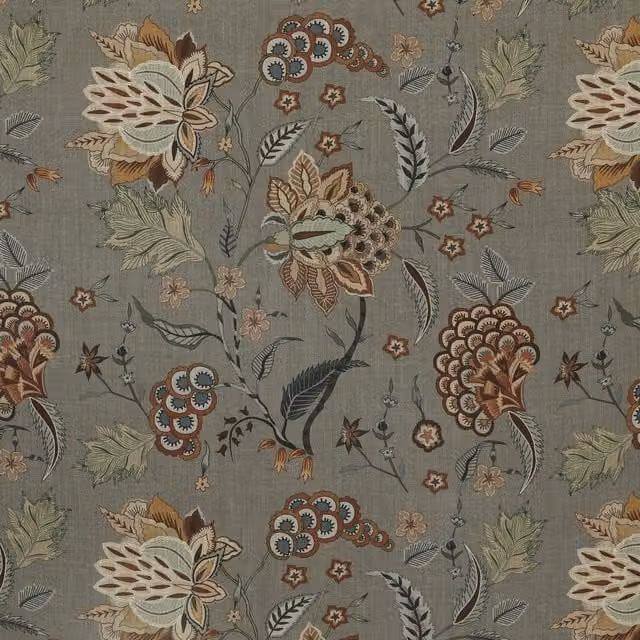 Linda Barker Home Chennai Printed Blackout Fabric Mushroom in Beige, Brown and Grey