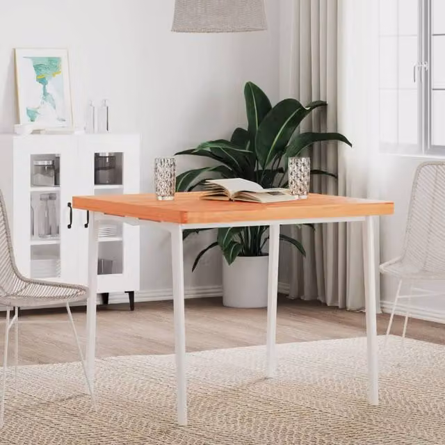Berkfield Home Square Solid Wood Beech Table Top, Brown, W/D/H: 80 x 80 x 4 cm