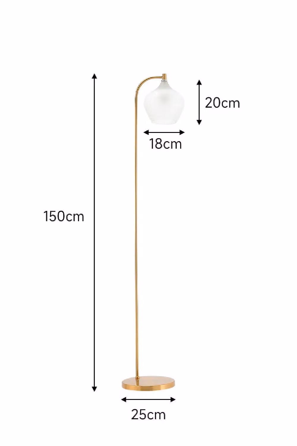 Living and Home Luxurious Gold and White Floor Lamp with Frosted Glass Dome Lampshade – 3