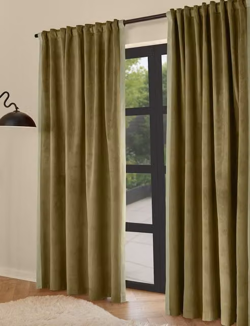 MADE Audley Green Velvet Eyelet Curtains, H: 137 cm x W: 117 cm