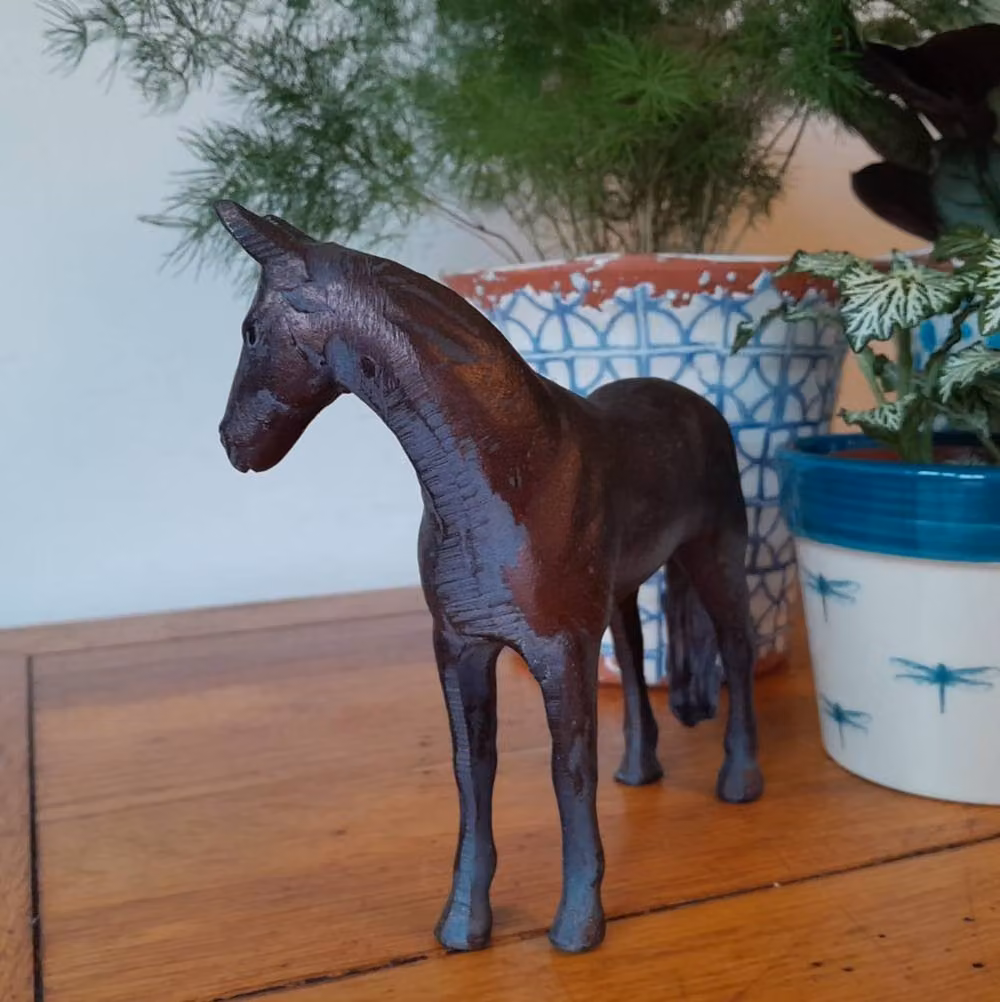 Inspirational Gifting Miniature Horse Sculpture Ornament Figurine in Bronze Effect Metal, Brown, H 15 cm x W 13 cm x D 1 cm – 3