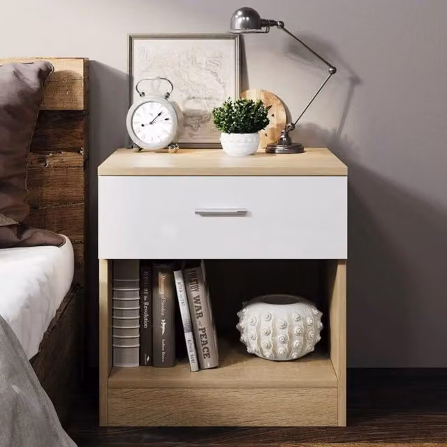 Comfy Living Ltd Modern High Gloss One Drawer Bedside Table in White