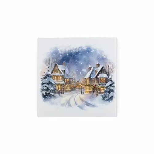 Purely Home Christmas Town Glass Hot Pot Stand, White, W/D/H: 20 x 20 x 4 cm – 2