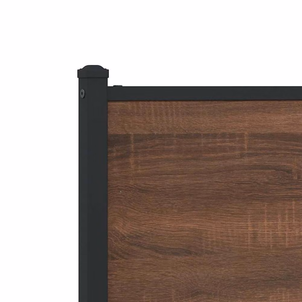 Berkfield Home Metal and Wood Bed Frame in Brown Oak, Small Double, W/D/H: 120 x 200 cm – 6