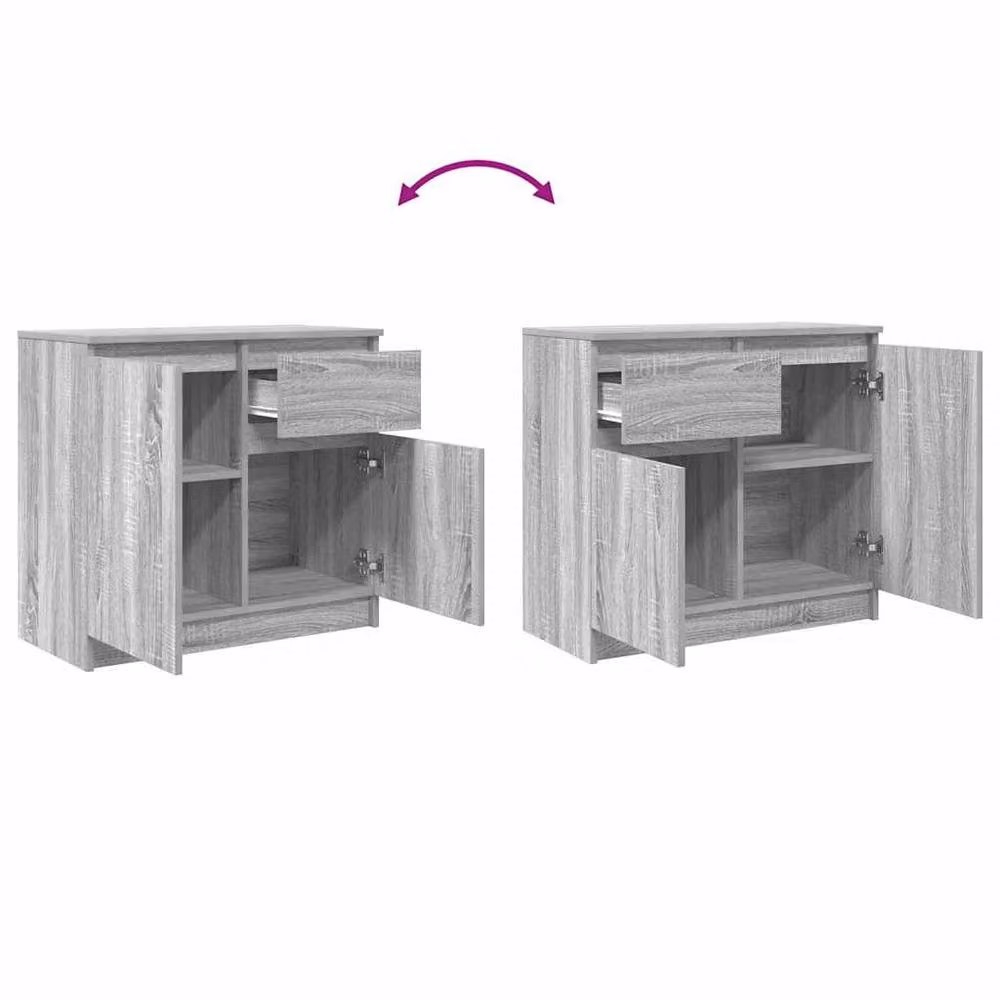 Berkfield Home Grey Sonoma Sideboard with Drawer in Engineered Wood W/D/H: 71 x 35 x 65 cm – 3