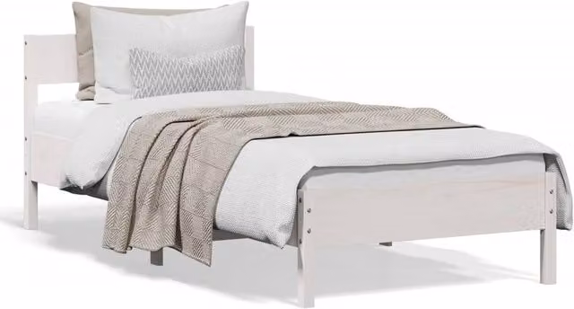 Berkfield Home Single Solid Wood Pine Bed Frame, White, W/D/H: 90 x 190 x 71.5 cm