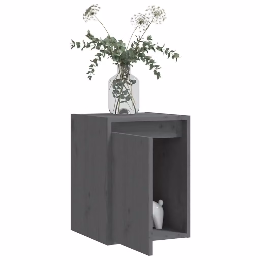 Berkfield Home Set of 2 Grey Solid Wood Pine Wall Cabinets, W/D/H: 30 x 30 x 40 cm – 3