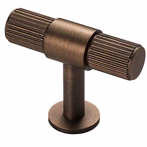 Loops Brushed Brass T-Shape Pull Handle for Cupboards and Wardrobes, 50 x 13 mm