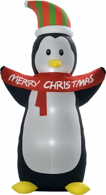 HOMCOM 243cm Inflatable Penguin Christmas Decoration with Merry Christmas Banner and LED Lights