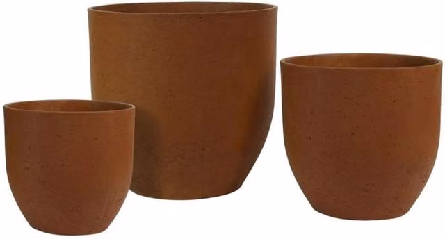 KDMD Hortus Classic Oxidized Planter Set of 3 in Dark Brown, H: 34 cm, H: 31 cm, H: 27 cm