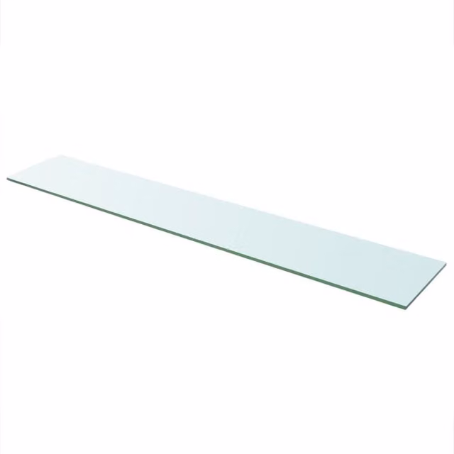 Berkfield Home Clear Glass Wall-Mounted Shelf Panel, W: 110 cm, D: 20 cm, H: 1 cm