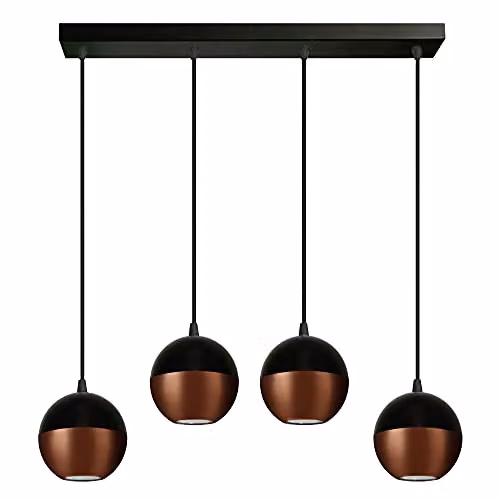 Netlighting Midway Straight Bar Pendant Ceiling Light in Black and Copper, 60 cm