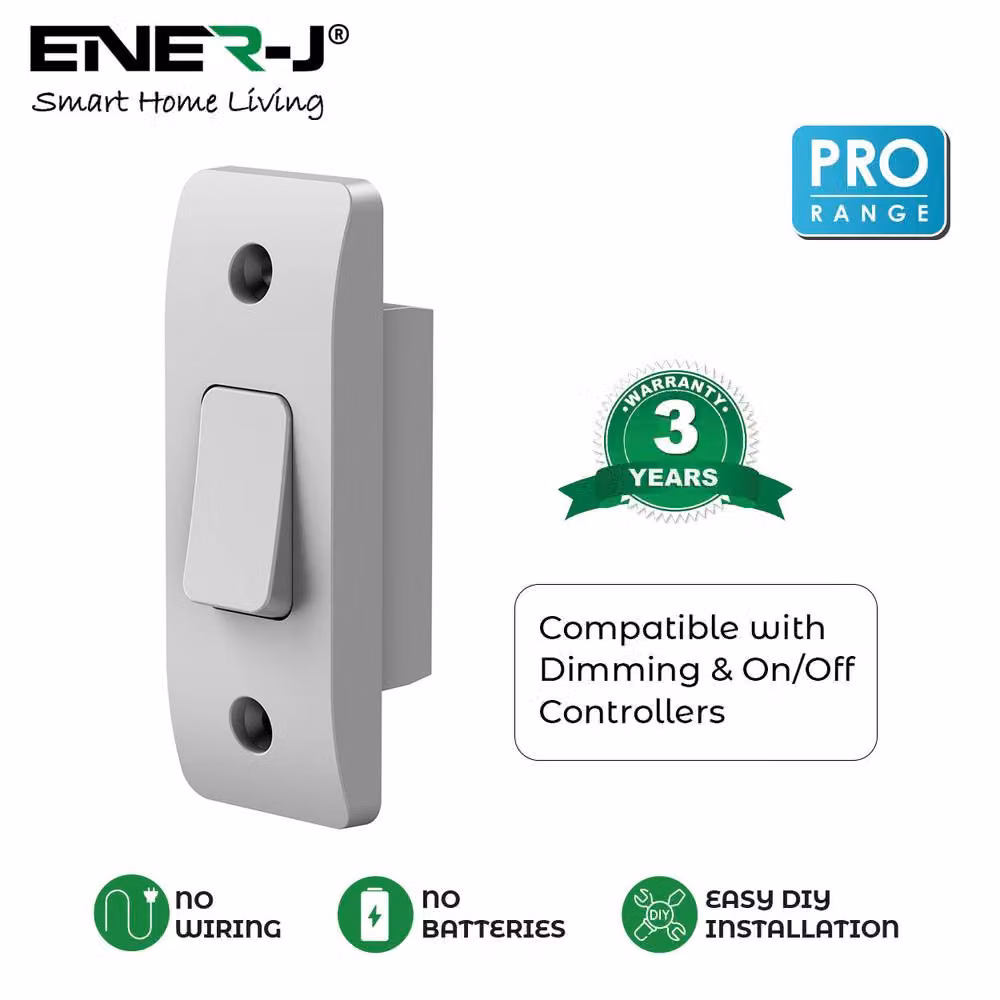ENER-J PRO Range Wireless Kinetic Architrave Grid Switch in White – 2