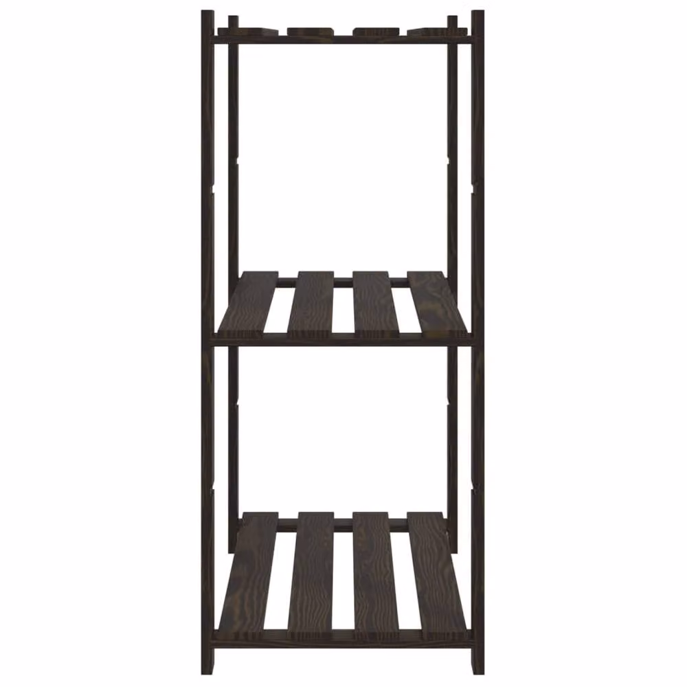 Berkfield Home 3-Tier Solid Wood Pine Storage Rack in Black, W/D/H: 80 x 38 x 90 cm – 4