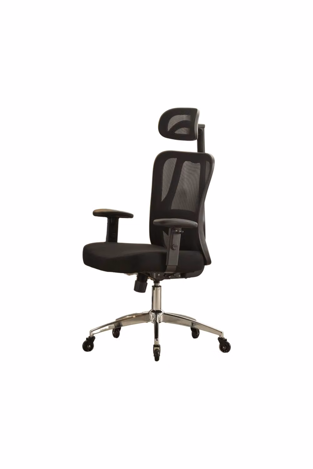 Home Source Ergonomic Black Fabric Office Chair with Headrest and Armrests – 3