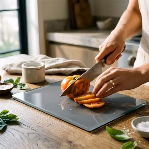 Harbour Housewares Rectangular Glass Chopping Board in Grey, W: 30 cm, D: 20 cm – 2