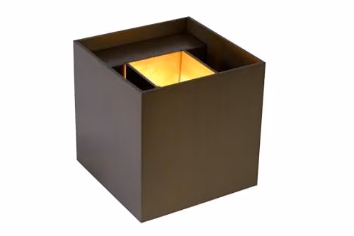 Lucide XIO Dimmable Up and Down Cube Wall Light in Brown with Adjustable Beam Angle and Warm White LED – 1