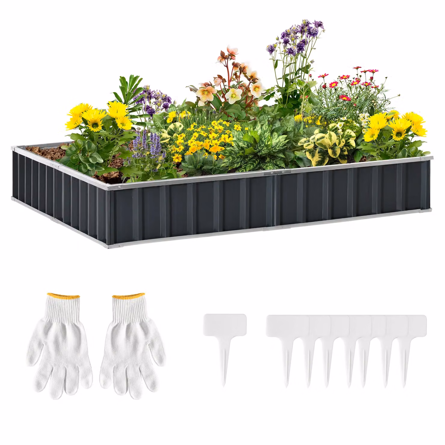 Outsunny Metal Raised Garden Bed, Large Steel Planter Box for Vegetable and Herb Gardens, Grey, W/D/H: 90 x 30 x 85 cm – 2