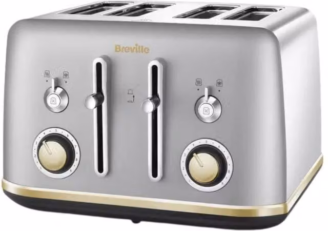 Breville Mostra VTT92901 4-Slice Stainless Steel Toaster in Silver and Gold