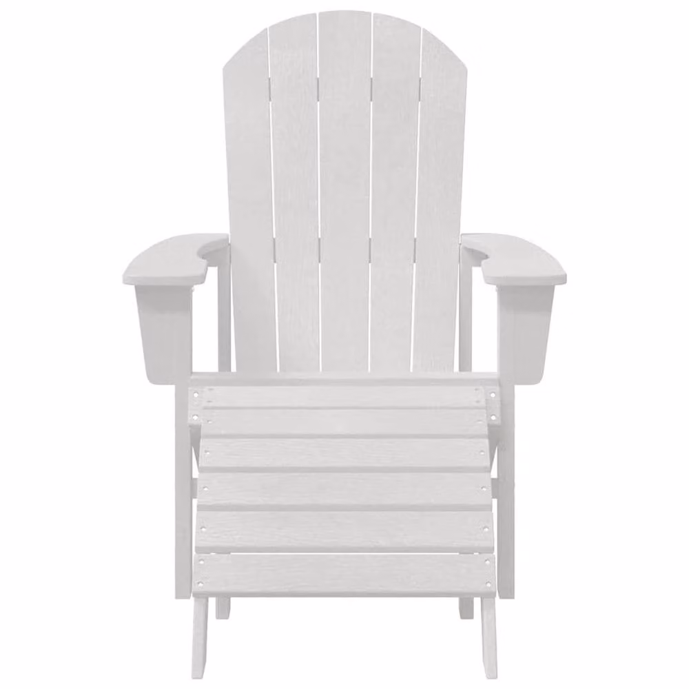 Berkfield Home Modern Adirondack Lounge Chair with Footrest in White HDPE – 2
