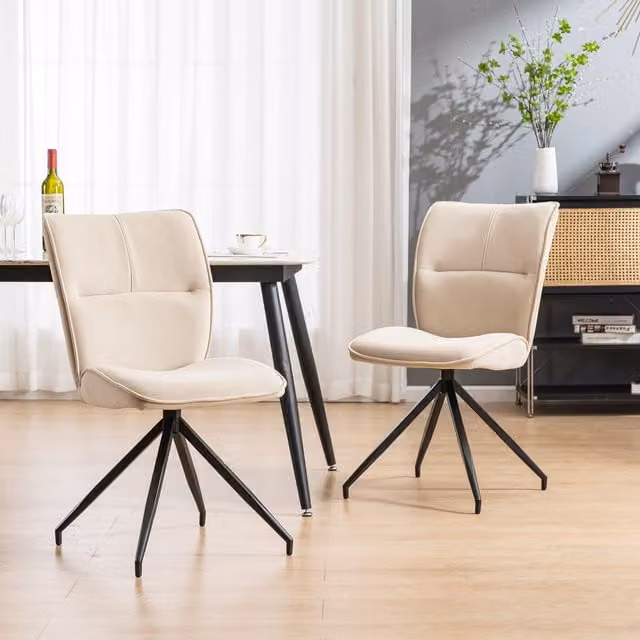 More4Homes Set of 4 Dina Modern Velvet Dining Chairs in Beige