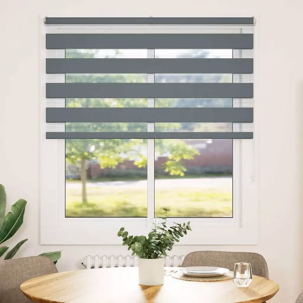 Berkfield Home Zebra Blind in Dark Grey, W: 130 cm, H: 150 cm – 2