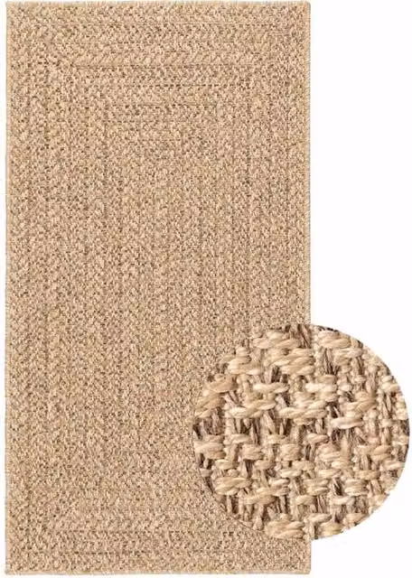 Berkfield Home Jute Look Round Indoor and Outdoor Rug in Brown, Diameter: 100 cm – 1