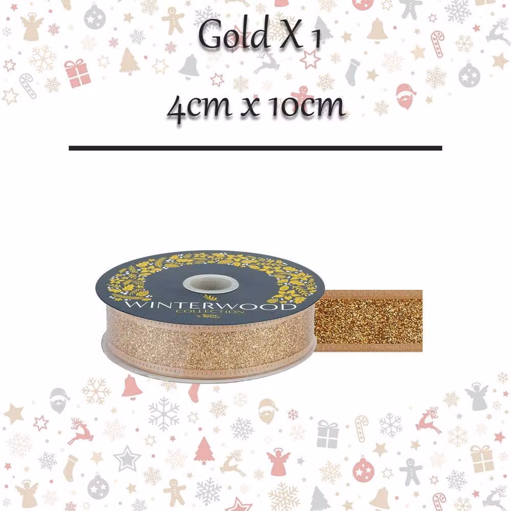VFM e-Store Gold Christmas Ribbon Garland Decoration, W: 4 cm, H: 10 cm – 2