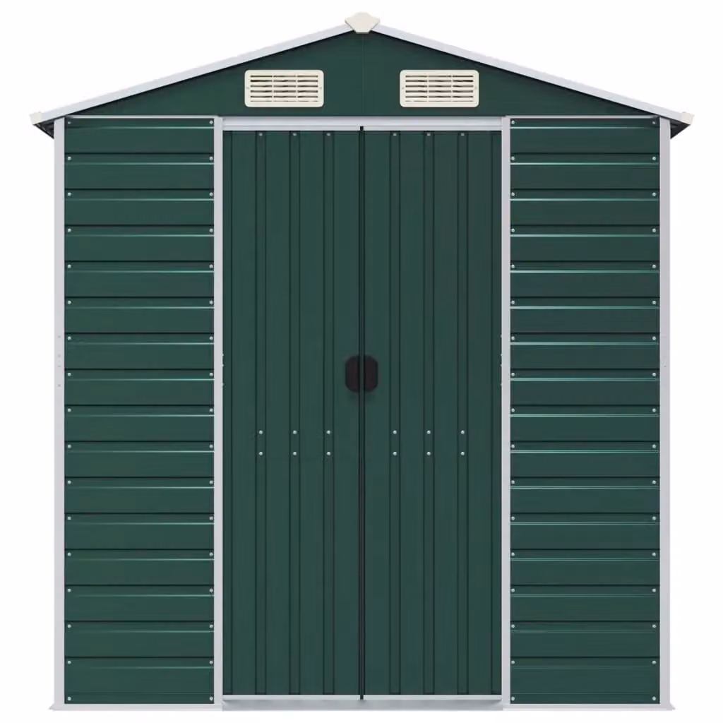 Berkfield Home Green Galvanised Steel Garden Shed W/D/H: 191 x 300 x 198 cm – 3