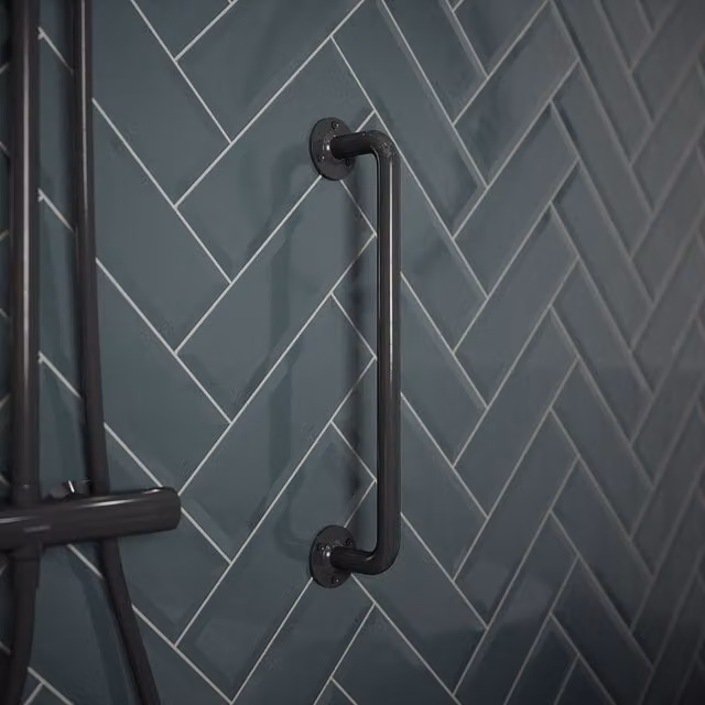 Rothley Stainless Steel Grab Rail in Pewter Grey, Length: 45.7 cm