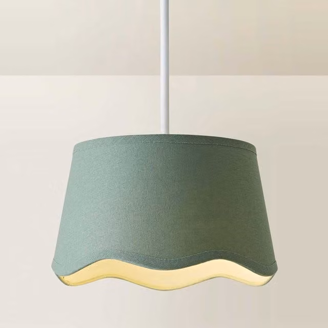 ValueLights Mabel Small Scallop Edge Linen Lamp Shade, Green, Diameter: 20 cm – 1