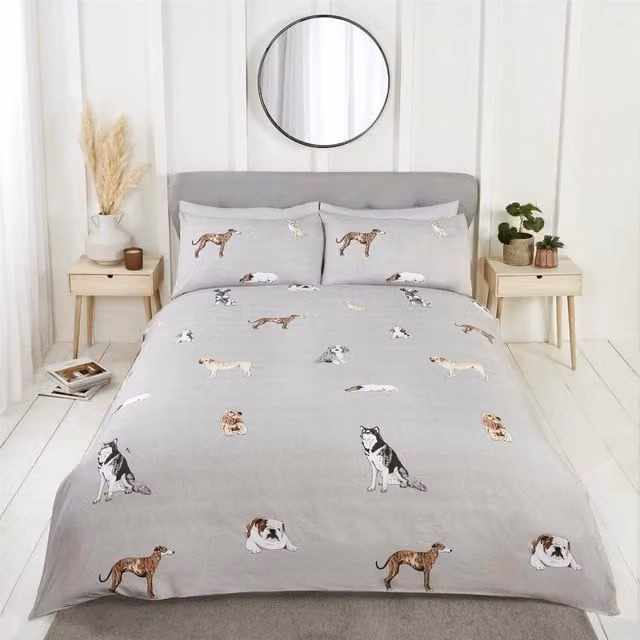 Rapport Reversible Single Duvet Cover Set with Grey Striped Animal Design