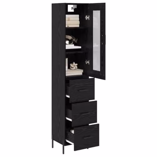 vidaXL Modern Tall Unit in Black, W/D/H: 34.5 x 34 x 180 cm – 1