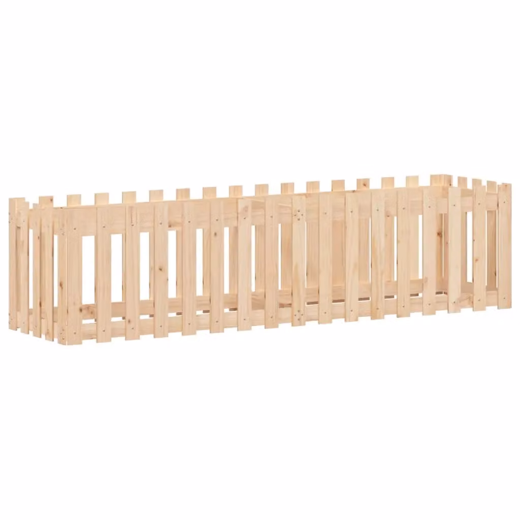 Berkfield Home Garden Raised Bed with Fence Design in Brown Solid Wood, W/D/H: 200 x 50 x 50 cm – 2