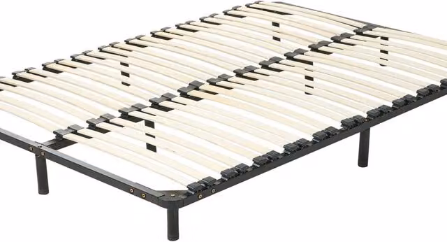 Wyld and Coco EU Double Freestanding Bed Base in Black with Steel Frame and Solid Wooden Slats – 1