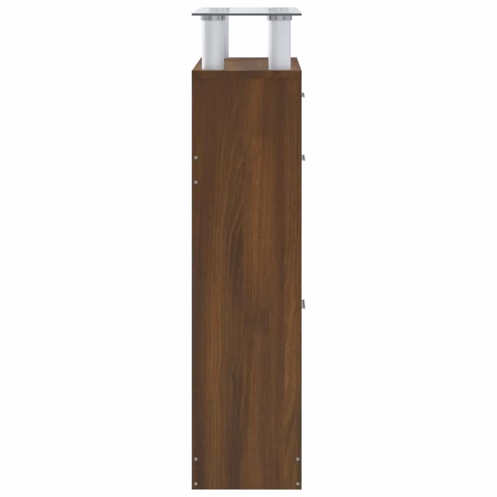 Berkfield Home Brown Oak Shoe Cabinet with Glass Doors and Tilting Compartments W/D/H: 63 x 24 x 104 cm – 3