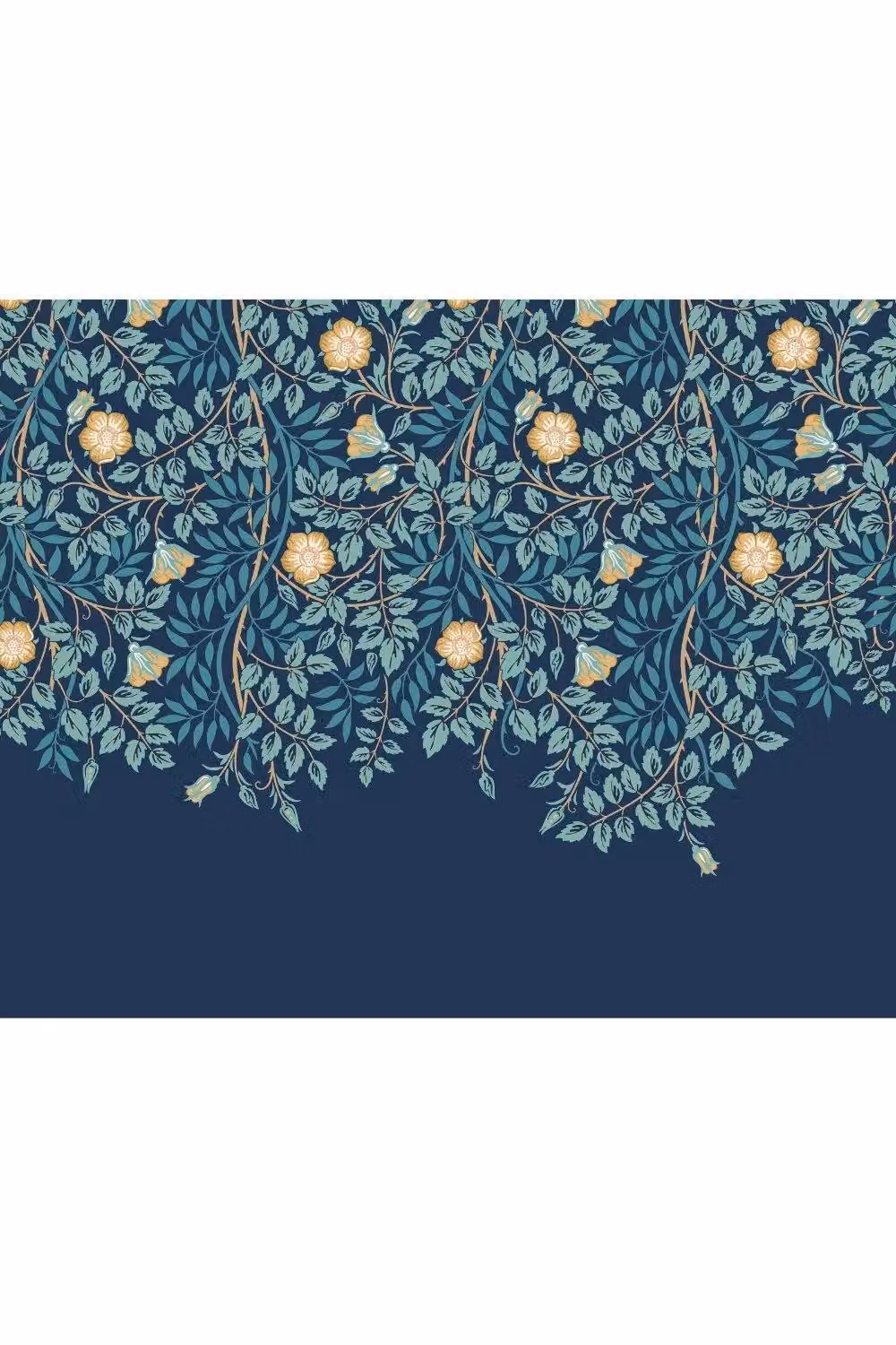 Origin Murals Cascading Rosehip Floral Wall Mural in Petrol Blue, W: 300 cm, H: 240 cm – 2