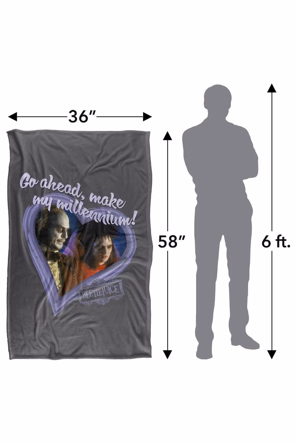 LOGOVISION Beetlejuice Valentine Make My Millennium Super Soft Silky Touch Fleece Throw Blanket, Multicolour, W: 152 cm, D: 127 cm – 7