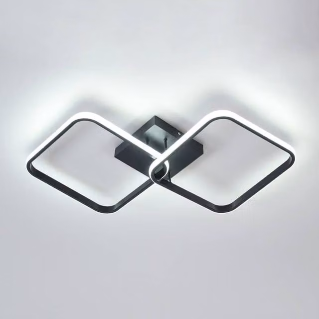 Pheashine Black Modern Square LED Ceiling Light, 42W, 6500K Cool White